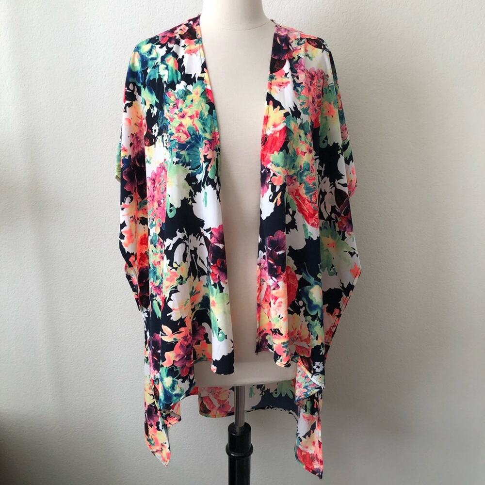 12pm By Mon Ami multicolor floral print open kimono top - Picture 3 of 7